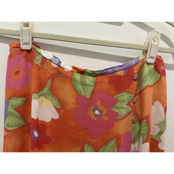 Sigrid Olsen Sport Maxi Skirt Petite 12 Bright Spring Colors Button Zip Closure - Picture 2 of 10